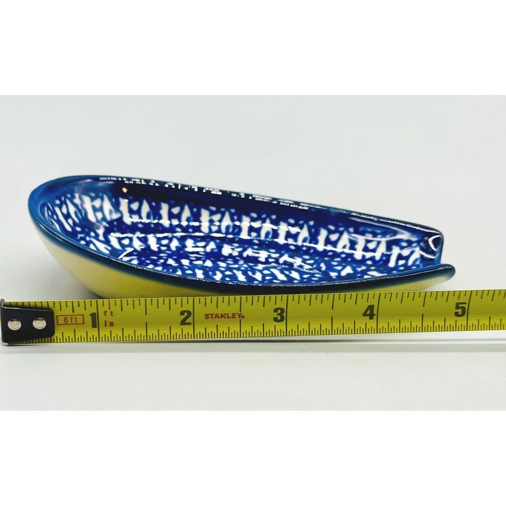 Unikat Boleslawiec Spoon Rest Blue White Ceramic Anna Wyglicka Polish Pottery